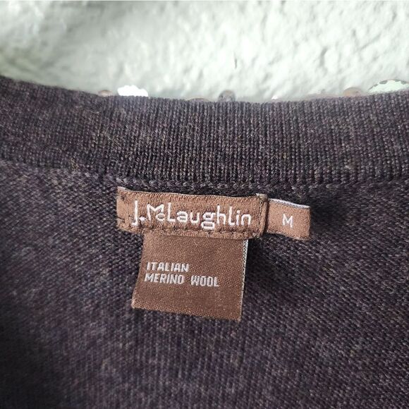 J. McLaughlin Italian Merino Wool sweater  embellish tunic style V neck - Picture 8 of 10